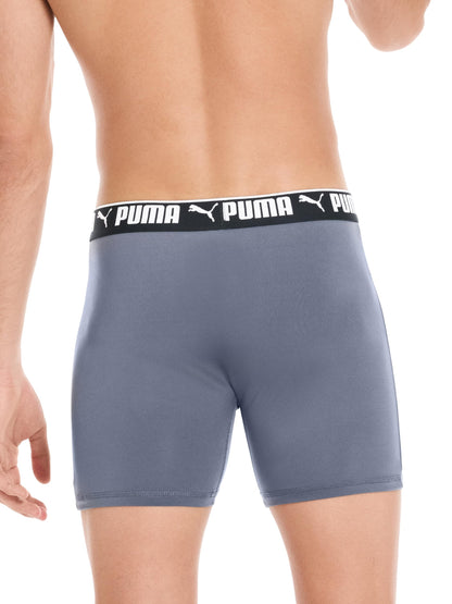 Puma Men's 4 Pack Active Stretch Boxer Briefs, Black/Grey, Large
