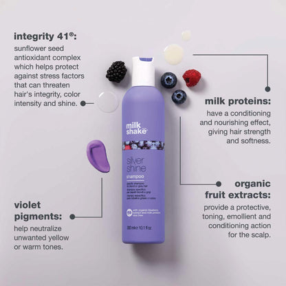 milk_shake Silver Shine Purple Shampoo for Blonde Hair - Blonde Toner for Brassy Hair 100% SLES-Free | 10.1 Fl Oz (300 ml) - Available at All In One Marketplace Canada