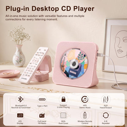 Gueray Portable CD Player with Bluetooth, Desktop CD Music Players for Home with Speakers and Remote Control, Support AUX&USB FM Radio Cool Men's Music Lovers Christmas Birthday Gifts,Cool Room Decor 🍁 All In One Marketplace Canada