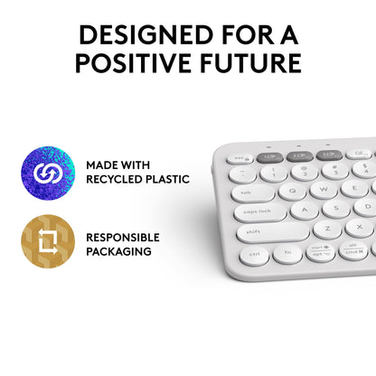 Logitech Pebble Keys 2 K380s Wireless Bluetooth Keyboard - Tonal White