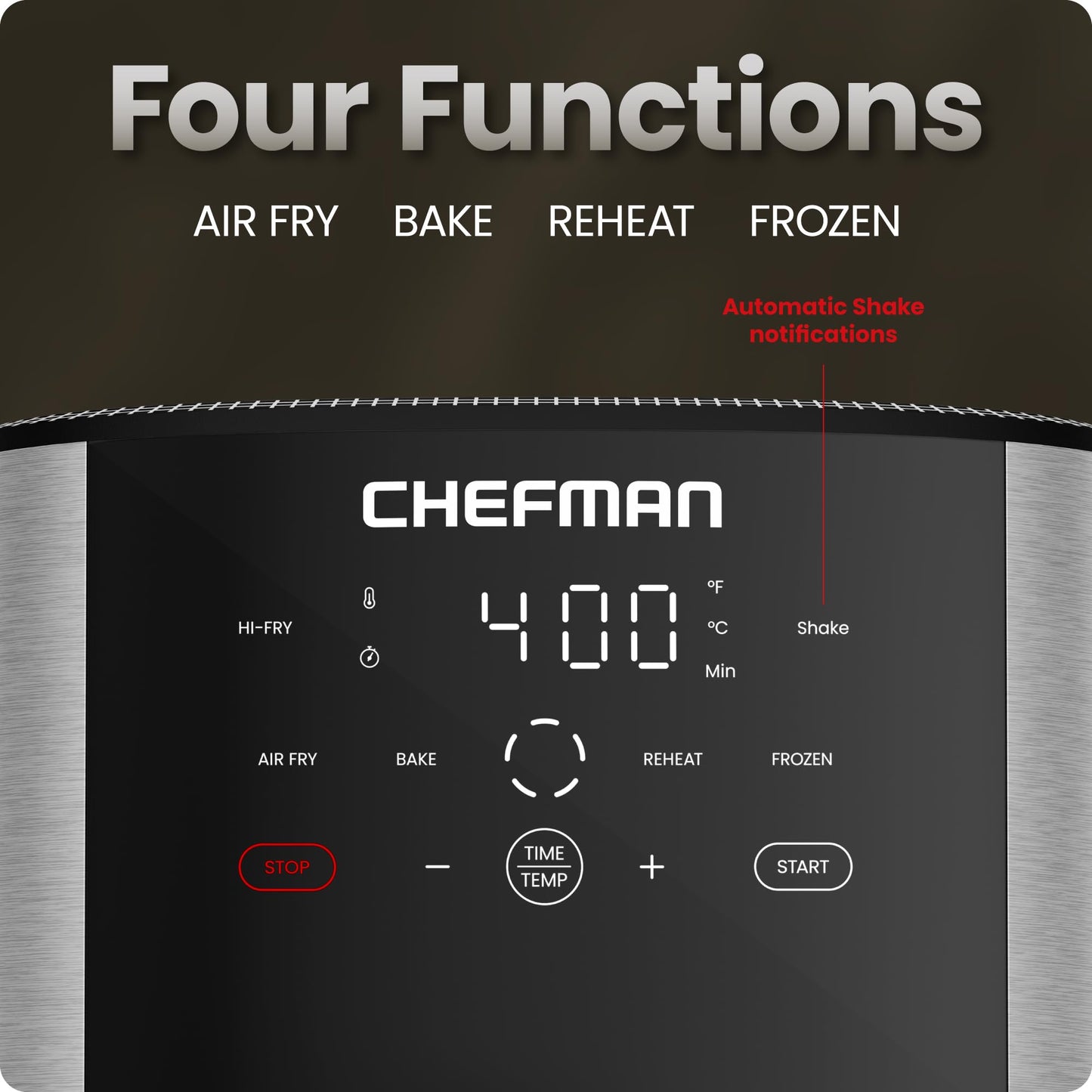 Chefman TurboFry® Touch Air Fryer, XL 8-Qt (7.5L) Family Size, One-Touch Digital Control Presets, French Fries, Chicken, Meat, Fish, Nonstick Dishwasher-Safe Parts, Automatic Shutoff, Stainless Steel - Available at All In One Marketplace Canada
