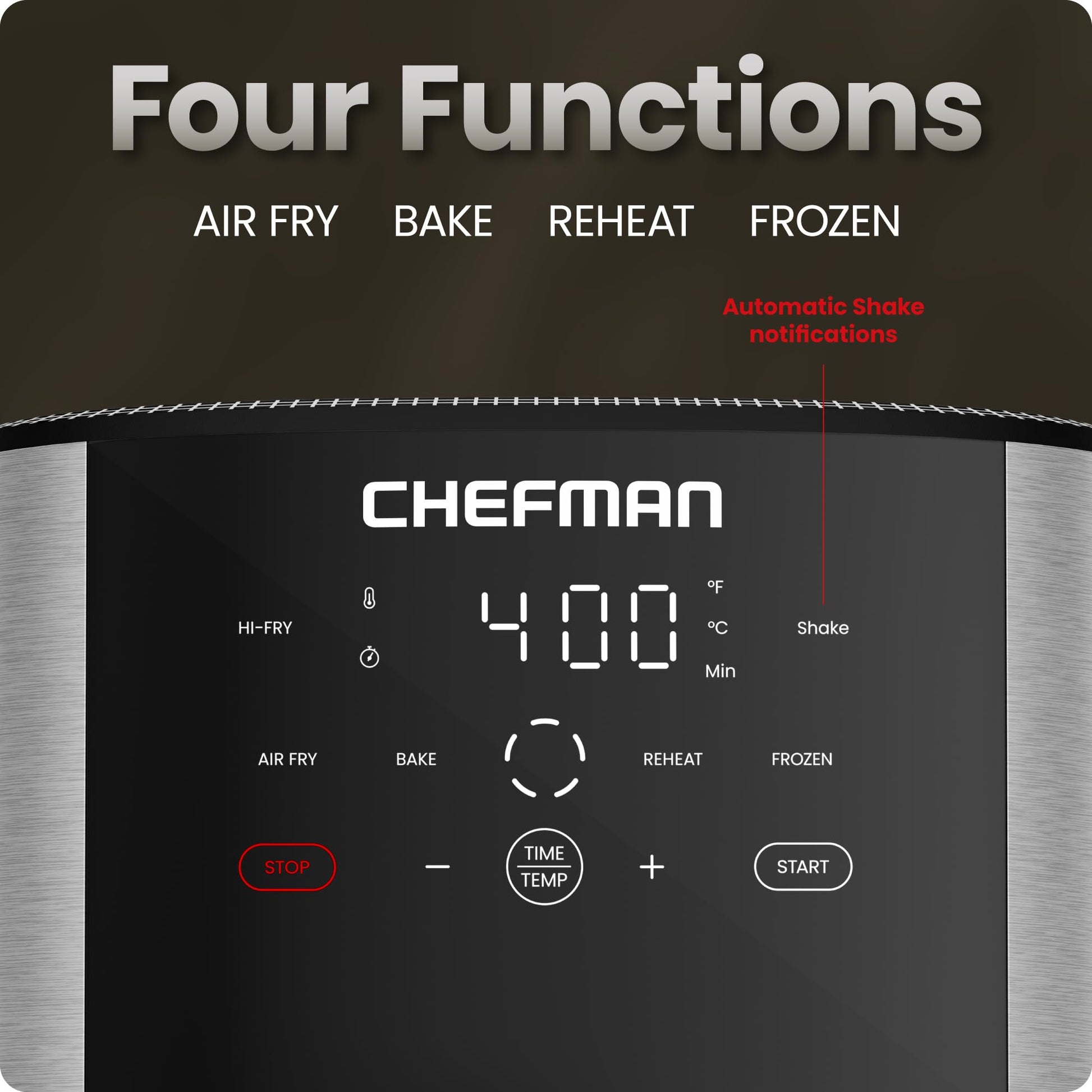 Chefman TurboFry® Touch Air Fryer, XL 8-Qt (7.5L) Family Size, One-Touch Digital Control Presets, French Fries, Chicken, Meat, Fish, Nonstick Dishwasher-Safe Parts, Automatic Shutoff, Stainless Steel - Available at All In One Marketplace Canada