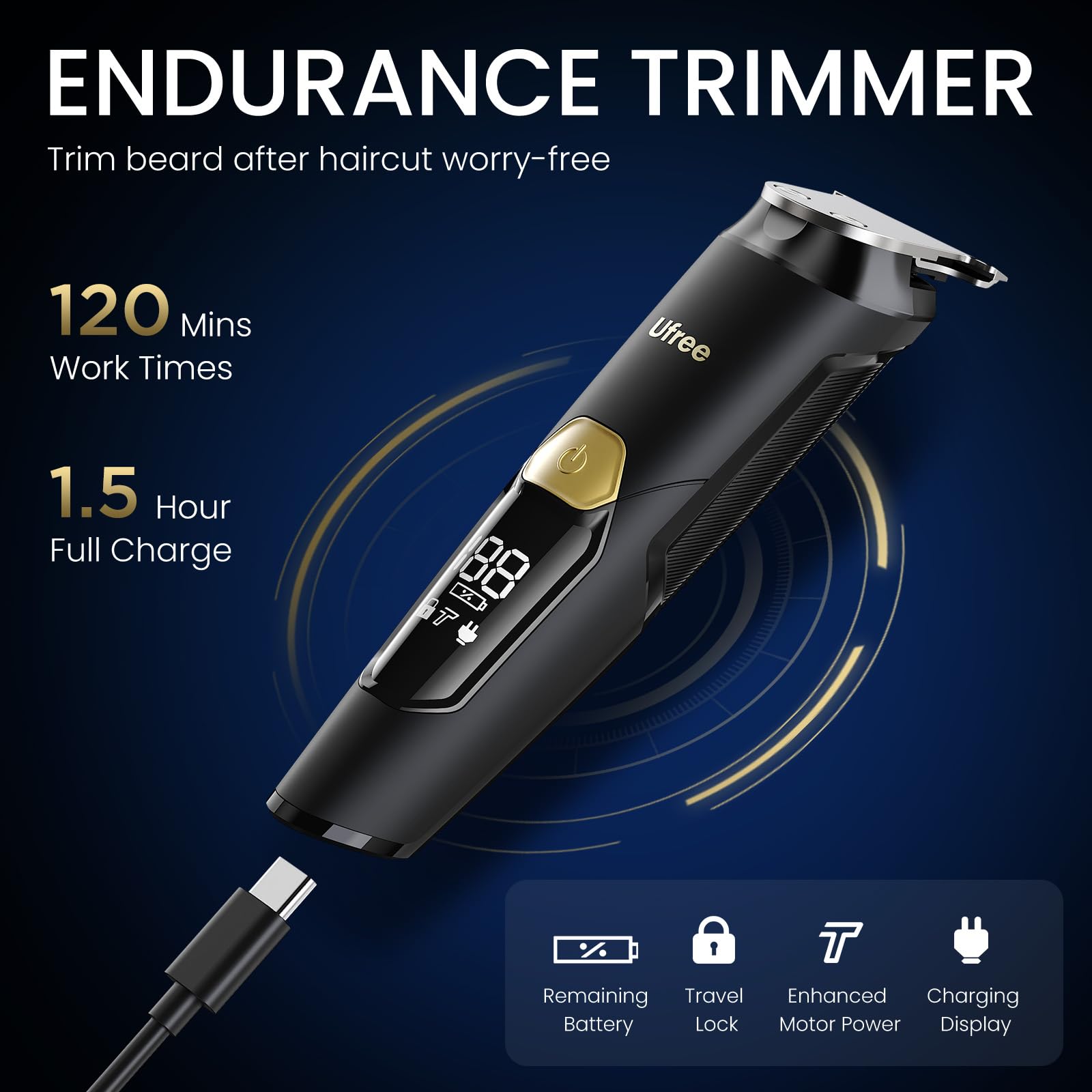 Ufree 3-in-1 Beard Trimmer for Men, Waterproof Electric Razor Shaver for Facial Hair, Rechargeable Hair Trimmer Clippers Grooming Kit, Gifts for Husband Father - Available at All In One Marketplace Canada