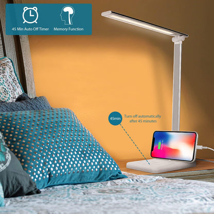 Semlos Desk Lamp, Dimmable LED Table Lamp with 25 Lighting Modes, Eye-Caring Touch Control Desk Light, 45 Min Auto Timer & Memory, White - Available at All In One Marketplace Canada