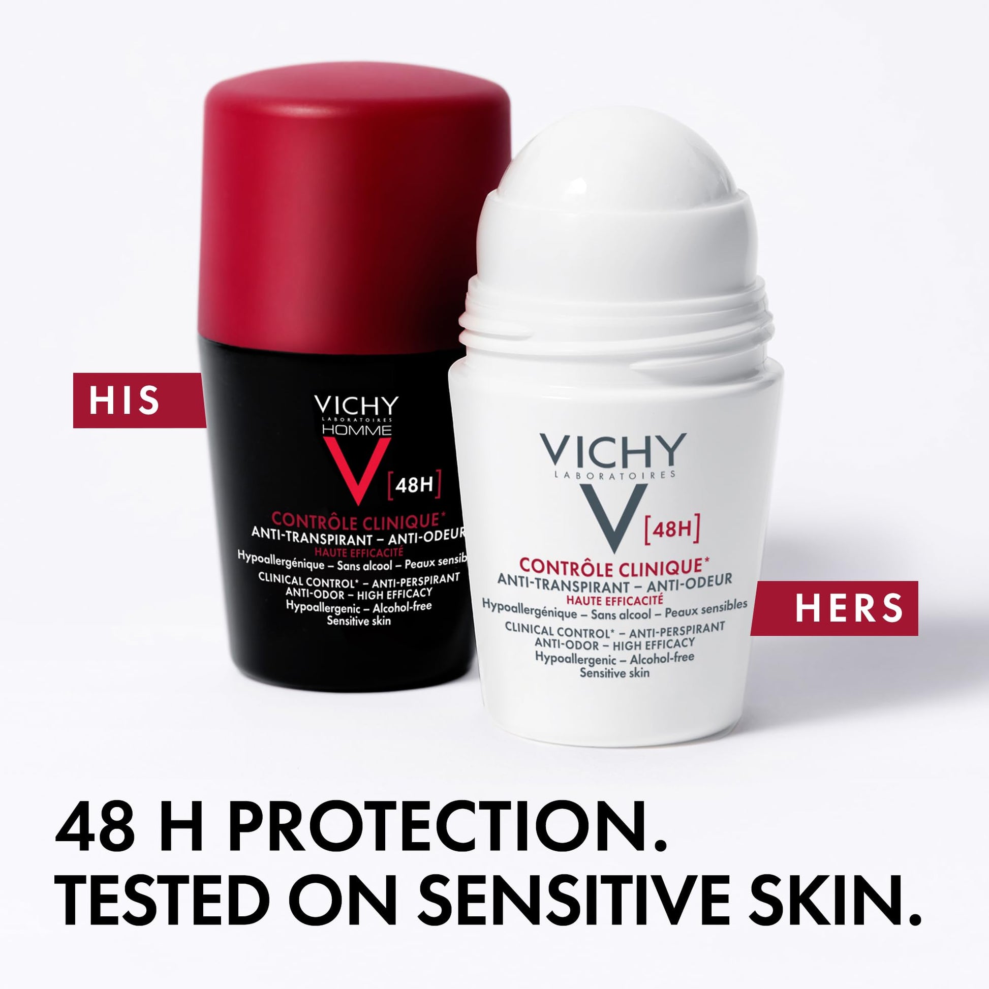 Vichy Roll-On Deodorant for Women, 48h Odour Control Antiperspirant. Dry Feel, Non-Sticky Texture. Hypoallergenic, Alcohol Free & Safe for Sensitive Skin, Recommended by Dermatologists. 50mL VICHY