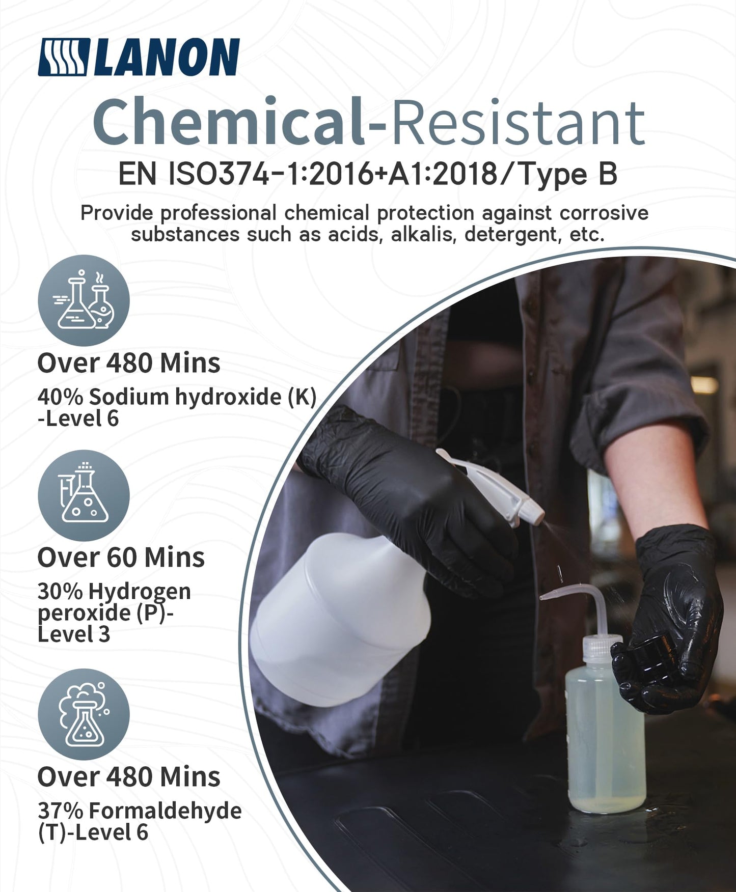 LANON Food Safe Disposable Black Nitrile Gloves, Latex-Free, Powder-Free, Silicone-Free, Textured Fingertips, Cooking, Large - Available at All In One Marketplace Canada