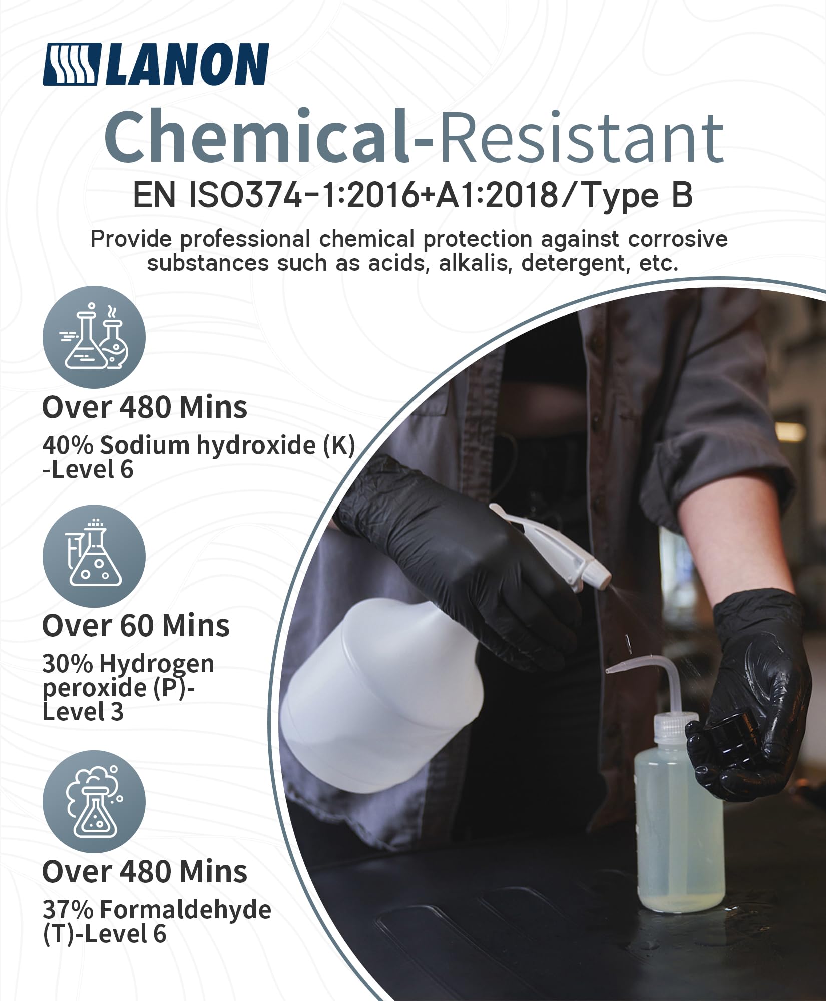 LANON Food Safe Disposable Black Nitrile Gloves, Latex-Free, Powder-Free, Silicone-Free, Textured Fingertips, Cooking, Large - Available at All In One Marketplace Canada