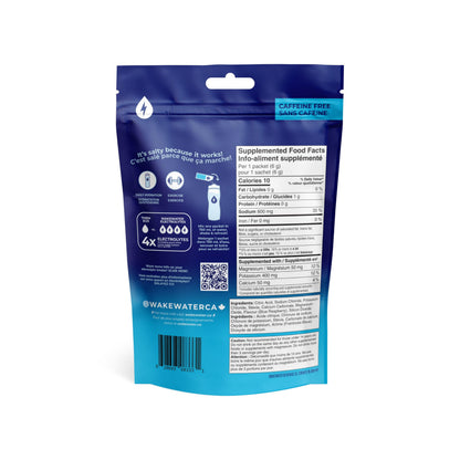 Wake Water Sugar Free Electrolyte Packets, Hydration Powder, Keto & Paleo Friendly Electrolyte Drink Mix, Fasting Hydration Packs, Travel Essentials, Pack of 10 (6g Each) (6 g (Pack of 10), Blue Raspberry)
