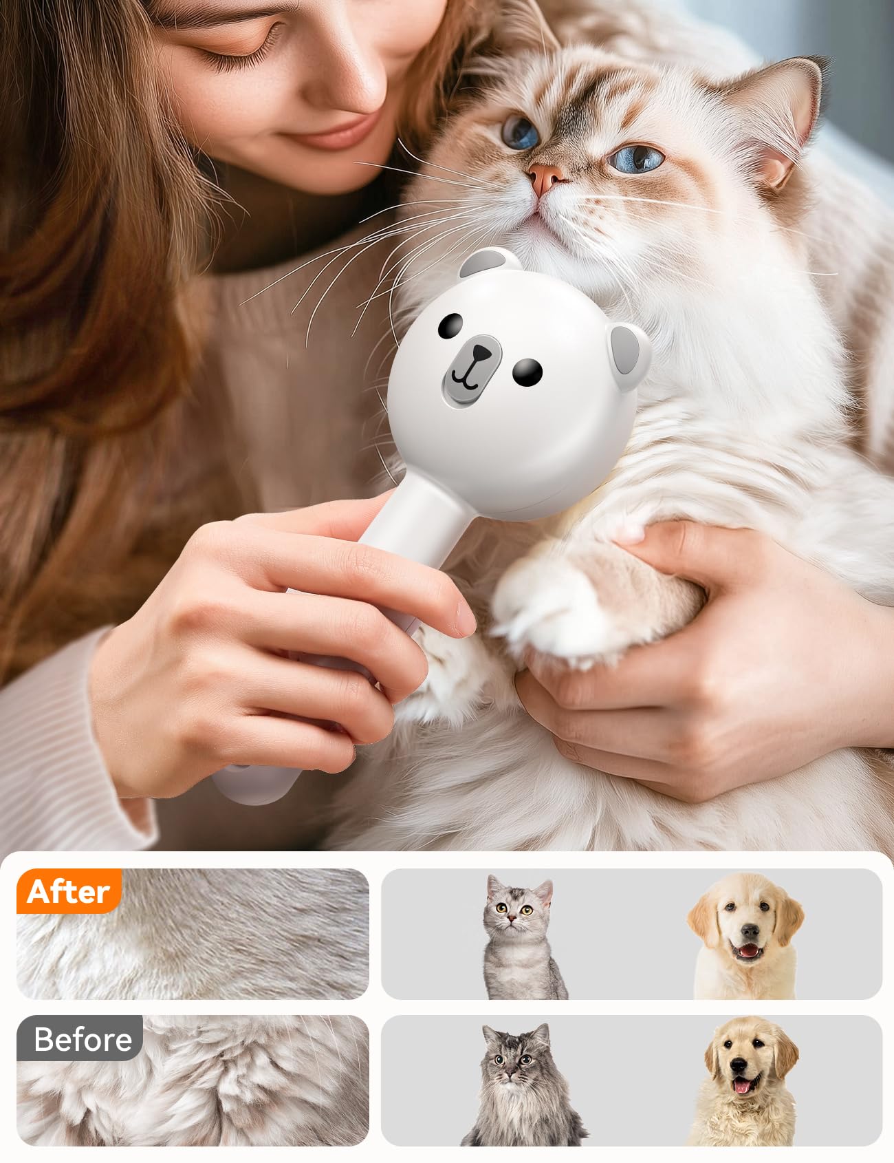 Cat Steam Brush, Cat Brushes for Indoor Cats with Release Button, Dual Speed Spray USB Rechargeable Cat Grooming Supplies, Cat Brush Shedding Suitable for All Long-haired and Short-haired Pets - Available at All In One Marketplace Canada
