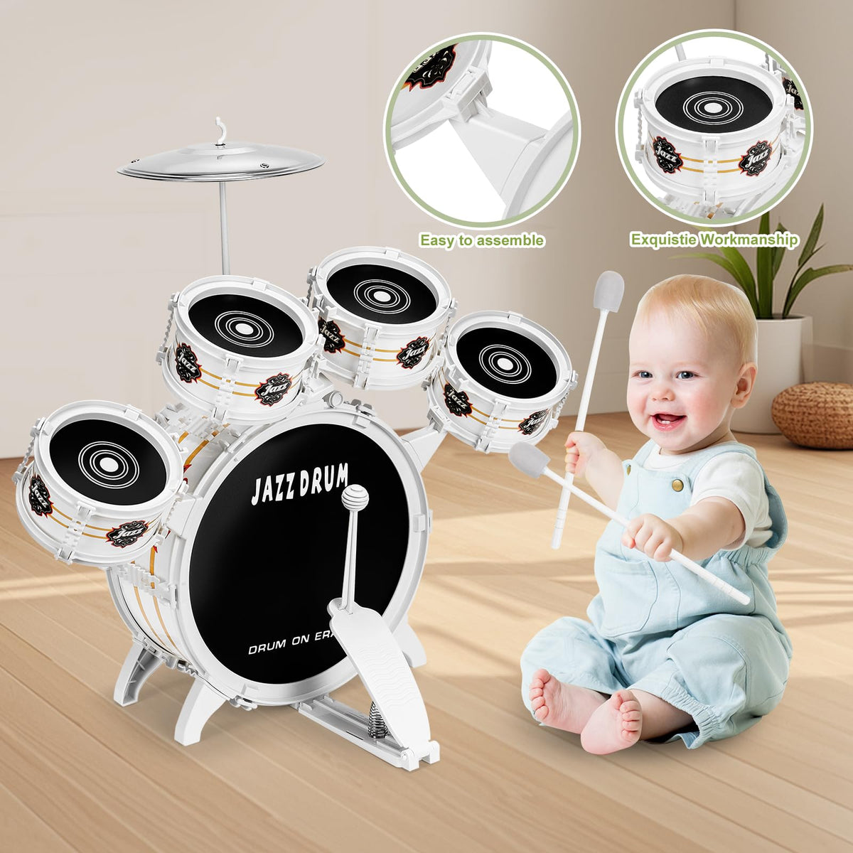 Kids Drum Set for Toddlers 1-3 - 5 Drums Musical Toys for Kids 3-5 Boy Girl 🍁 All In One Marketplace Canada