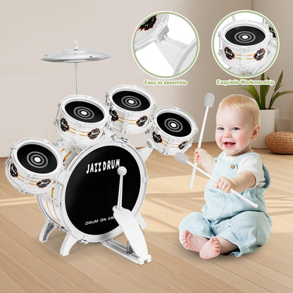Kids Drum Set for Toddlers 1-3 - 5 Drums Musical Toys for Kids 3-5 Boy Girl 🍁 All In One Marketplace Canada