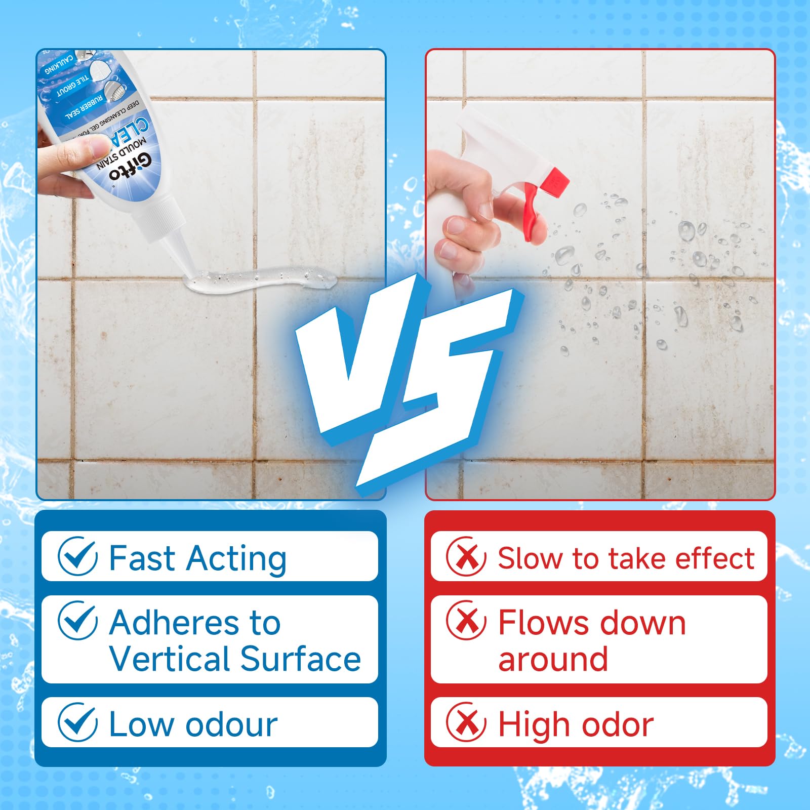 Mould Stain Remover Gel Washing Machine Cleaner, Grout Cleaner with Cleaning Brush, Black Stain Remover for Washer Kitchen Sink Shower Toilet Bathtub Caulk Tile,Bathroom Whitener, 10 Fl Oz - Available at All In One Marketplace Canada
