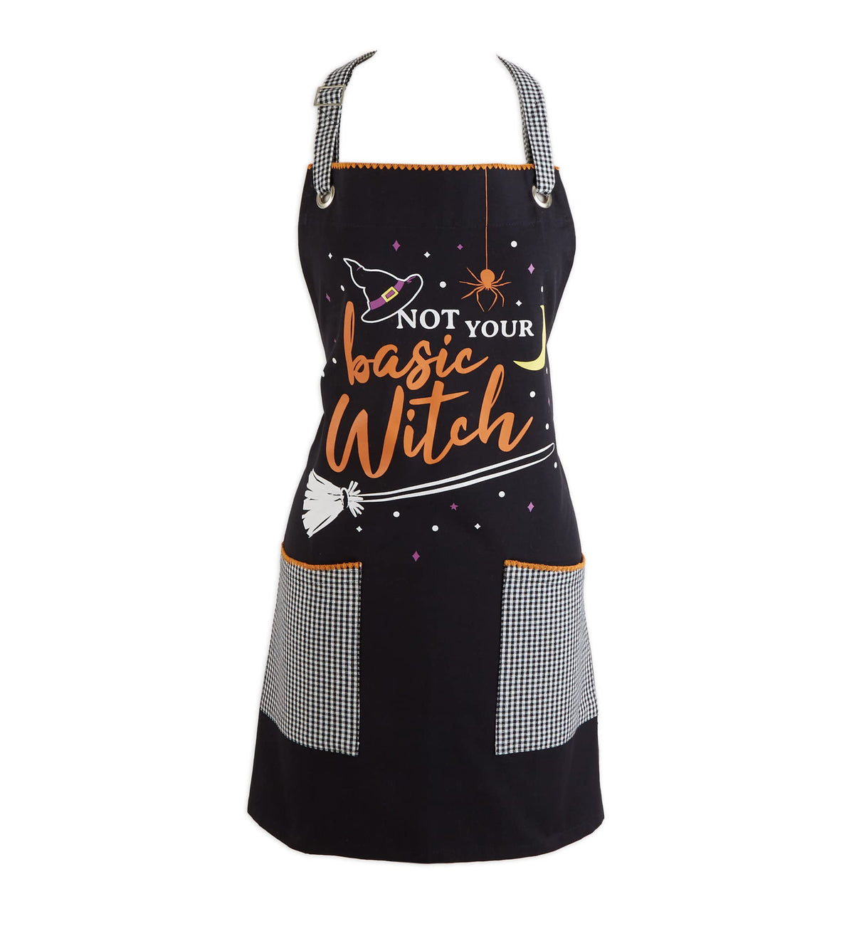 DII Happy Halloween Collection Goth Style Spooky Kitchen Apron, One Size, Basic Witch