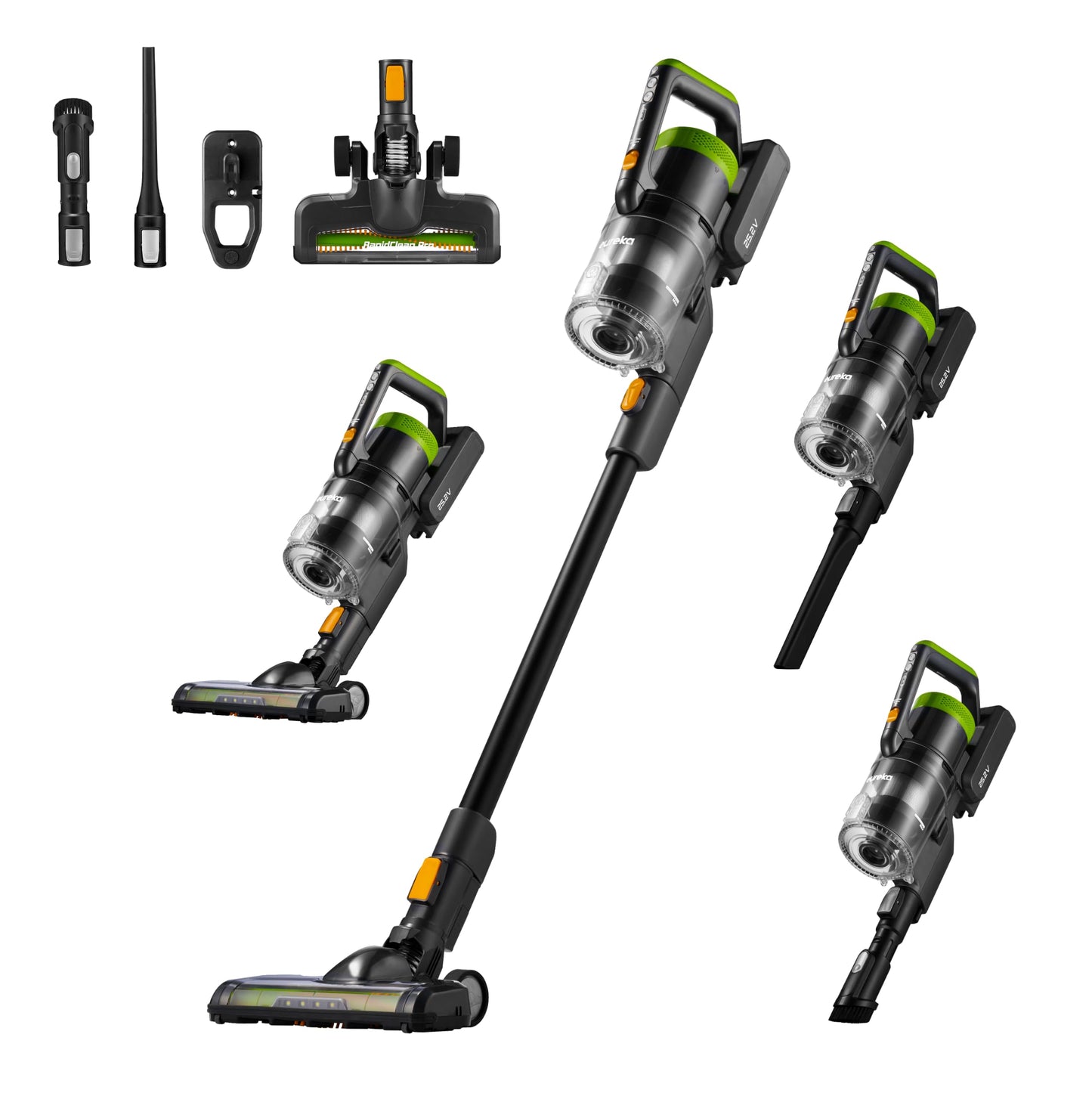 Eureka Cordless Vacuum Cleaner Powerful for Hard Floor and Pet Hair, Lightweight Portable Convenient Cordless Stick and Handheld Vacuum LED Headlight, Green, RapidClean Pro NEC285GR w/ 250W BLDC Motor EUREKA