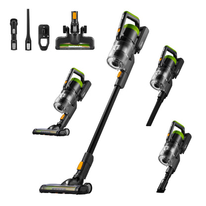 Eureka Cordless Vacuum Cleaner Powerful for Hard Floor and Pet Hair, Lightweight Portable Convenient Cordless Stick and Handheld Vacuum LED Headlight, Green, RapidClean Pro NEC285GR w/ 250W BLDC Motor EUREKA