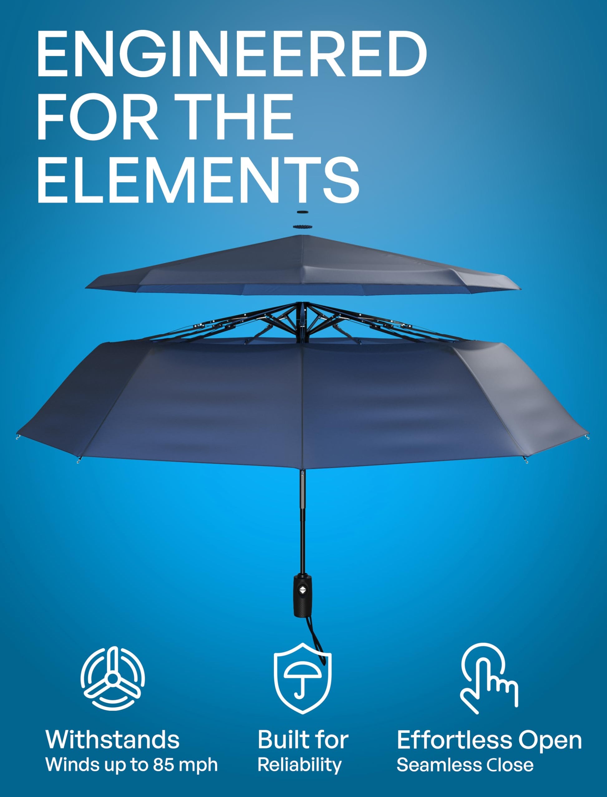 Repel Windproof Travel Umbrella - Compact & Withstands Winds up to 100MPH, Strongest Premium Auto Folding Umbrella for Rain and Sun - Durable, Light & Portable for Women & Men, Fits Backpack & Cars
