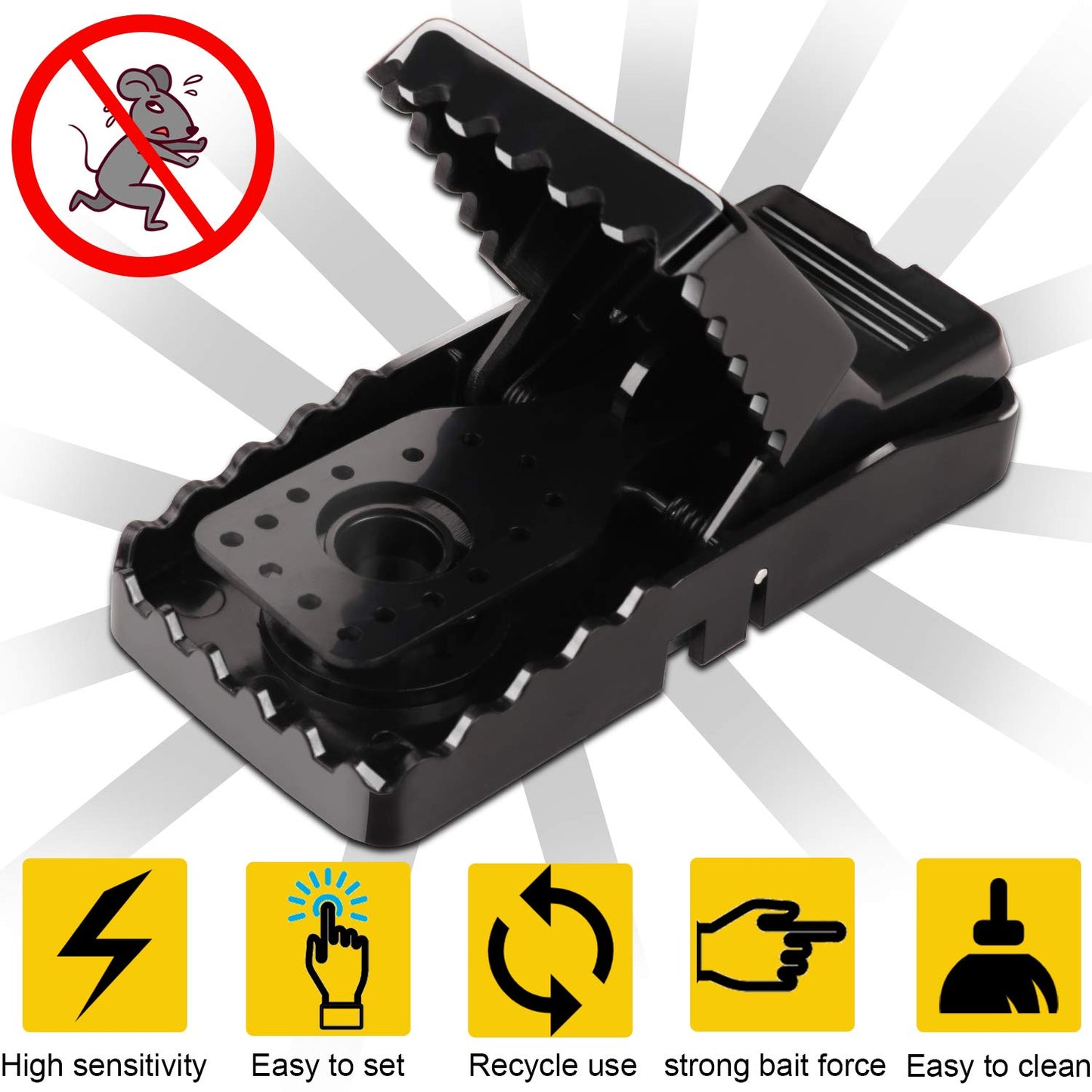 Mouse Traps 8 Pack - Humane Instant Catch Reusable Indoor/Outdoor Snap Traps for Small Mice, Safe & Effective Rodent Catcher with Easy Clean Design (Kids & Pets Friendly)
