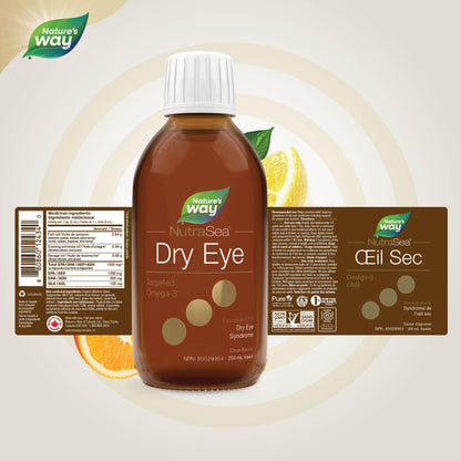 NutraSea Dry Eye Advanced Omega-3 Supplement - Support for Proper Tear Function - Citrus Flavour – 1500mg of EPA+ DHA & 150mg GLA Blend - 200 ml Liquid 🍁 All In One Marketplace Canada