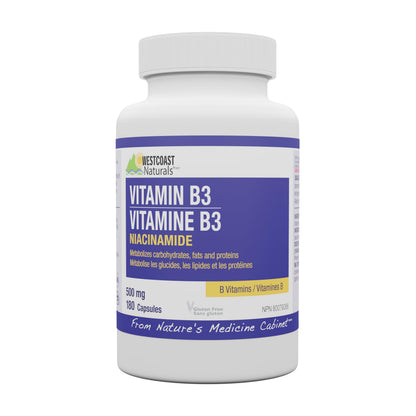 WESTCOAST NATURALS Niacinamide Vitamin B3 180 count - Available at All In One Marketplace Canada