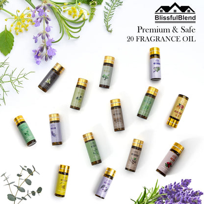 20 Pack 20 Flavors Pure Essential Oil Set, Essential Oils for Diffuser, Candle Making, Home Apartment, Eucalyptus, Lavender, Lemon, Peppermint,Tea Tree, Cinnamon, Rose, Sandalwood, Patchouli 🍁 All In One Marketplace Canada