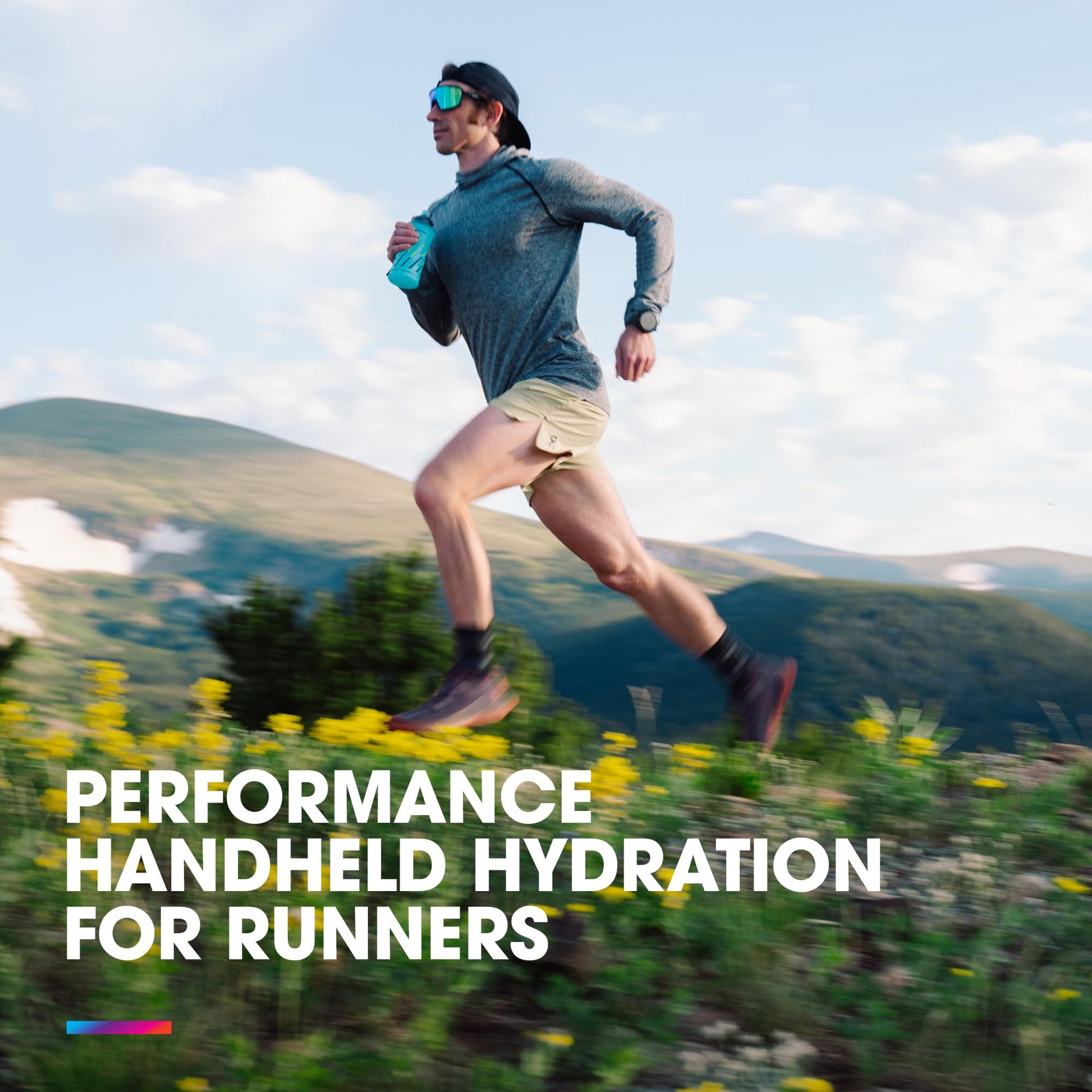 HydraPak SkyFlask Speed Handheld Running Water Bottle (350ml, Malibu) HydraPak