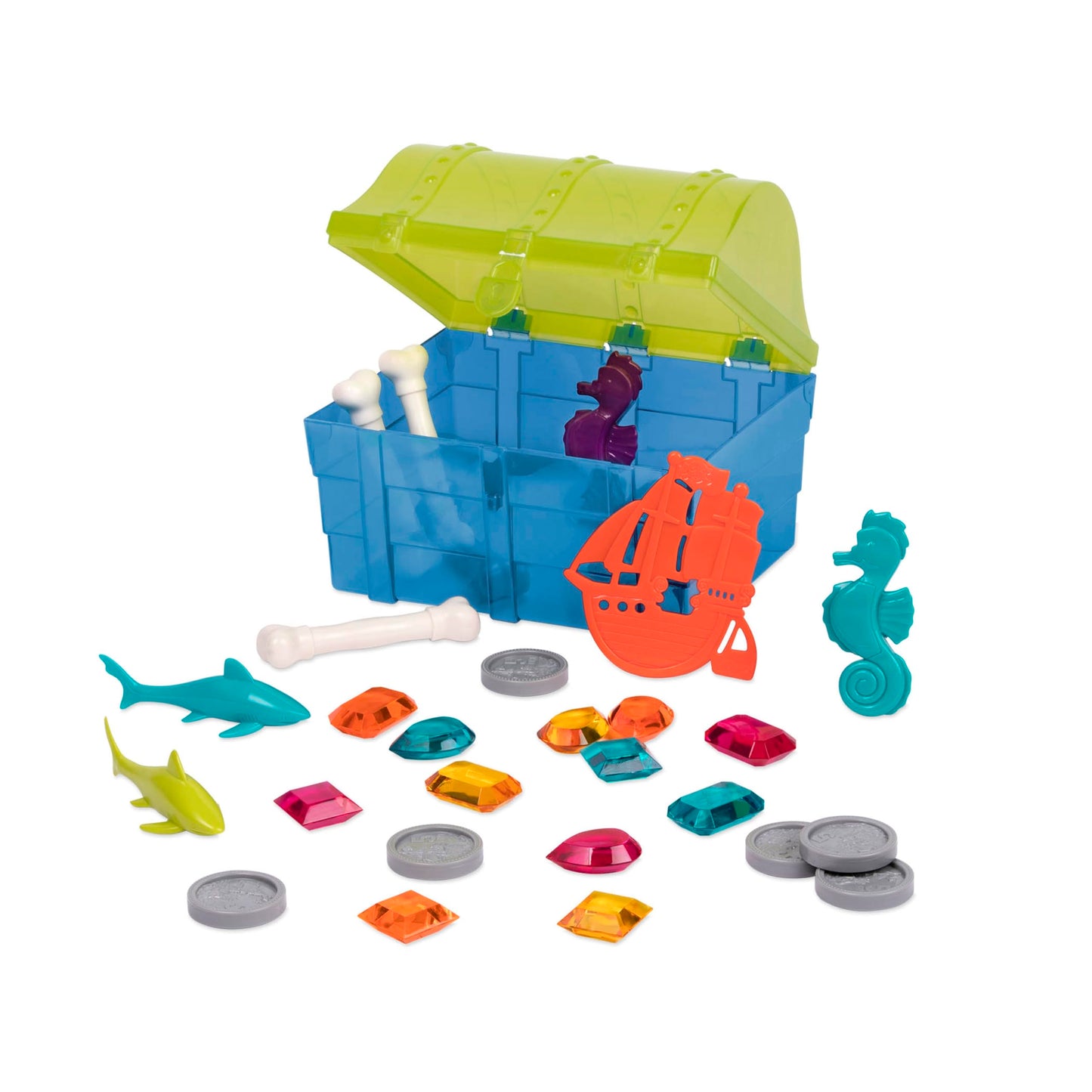 Battat Pirate Diving Set, Treasure Chest Pool Toy, 28 Pieces, Water & Sand Battat