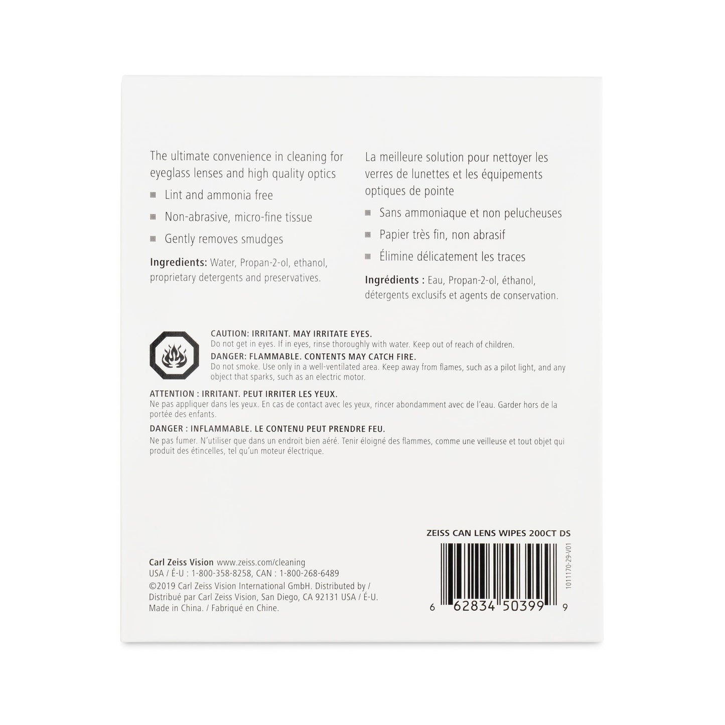 ZEISS Pre-Moistened Lens Cleaning Wipes, 200 Count - Available at All In One Marketplace Canada