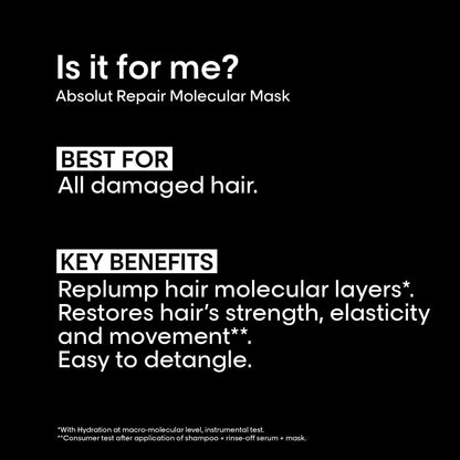 L'Oréal Professionnel Absolut Repair Golden Mask, Fine Damaged Hair, 250 mL