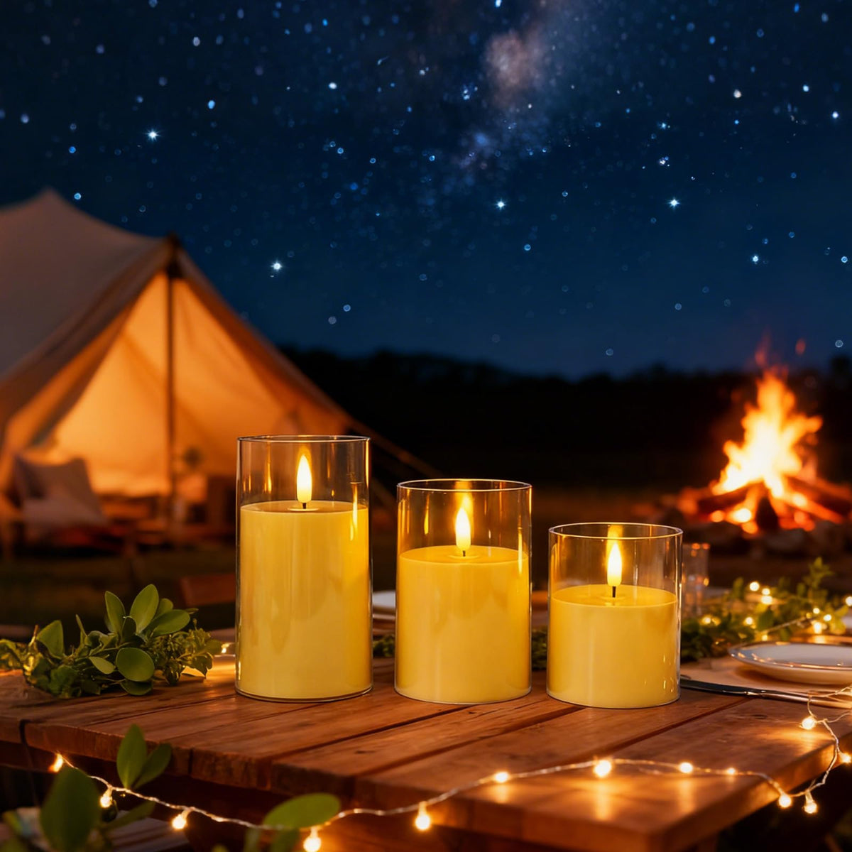 Eynshoo 3-Pack Rechargeable Flameless Candles with Remote & Timer, Flickering LED Candles for Living Room, Fireplace, TV Stand & Bedroom Night Light, Holiday Party Decor, Housewarming Gift (Yellow) 🍁 All In One Marketplace Canada