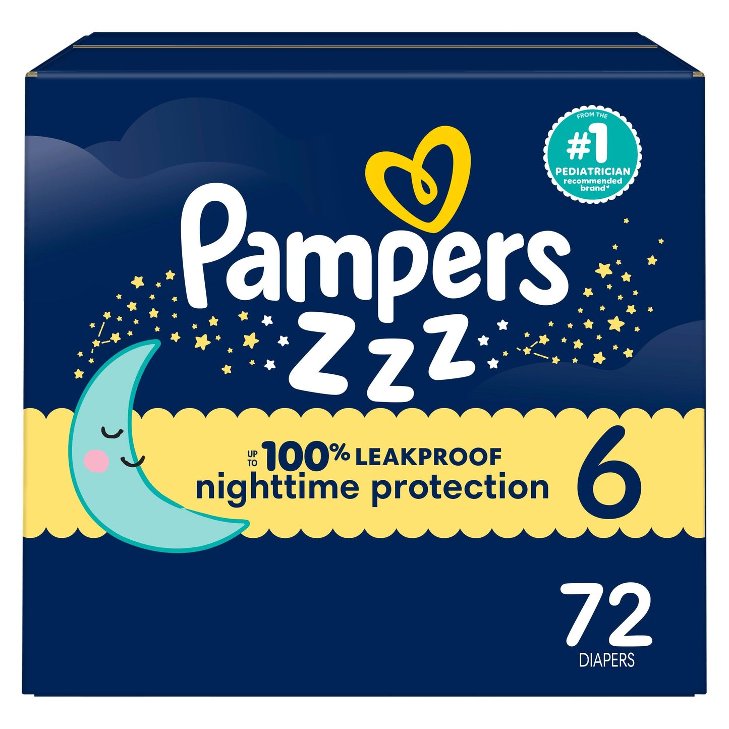 Pampers Diapers Size 6, 72 Count - Pampers Swaddlers Overnights Disposable Baby Diapers, Enormous Pack (Packaging & Prints May Vary)