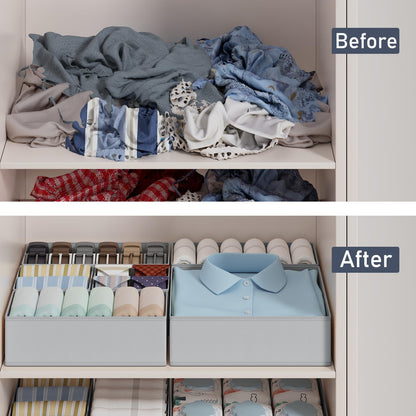 DIMJ Drawer Organizers Clothes Dresser Organizers - 12 Pack Fabric Closet Dividers Storage Organization, Foldable Nursery Bedroom Bins for Baby Clothing, Underwear, Socks, Bra, Ties (Grey)