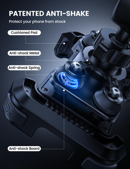 Lamicall Motorcycle Phone Mount Holder - [Dual Vibration Dampener] Anti Shake Motorcycle Phone Mount with Upgraded Handlebar Clamp, Bike Phone Mount for iPhone 14 15 Pro Max 16 17 Pro, 4.7-6.7" Phone
