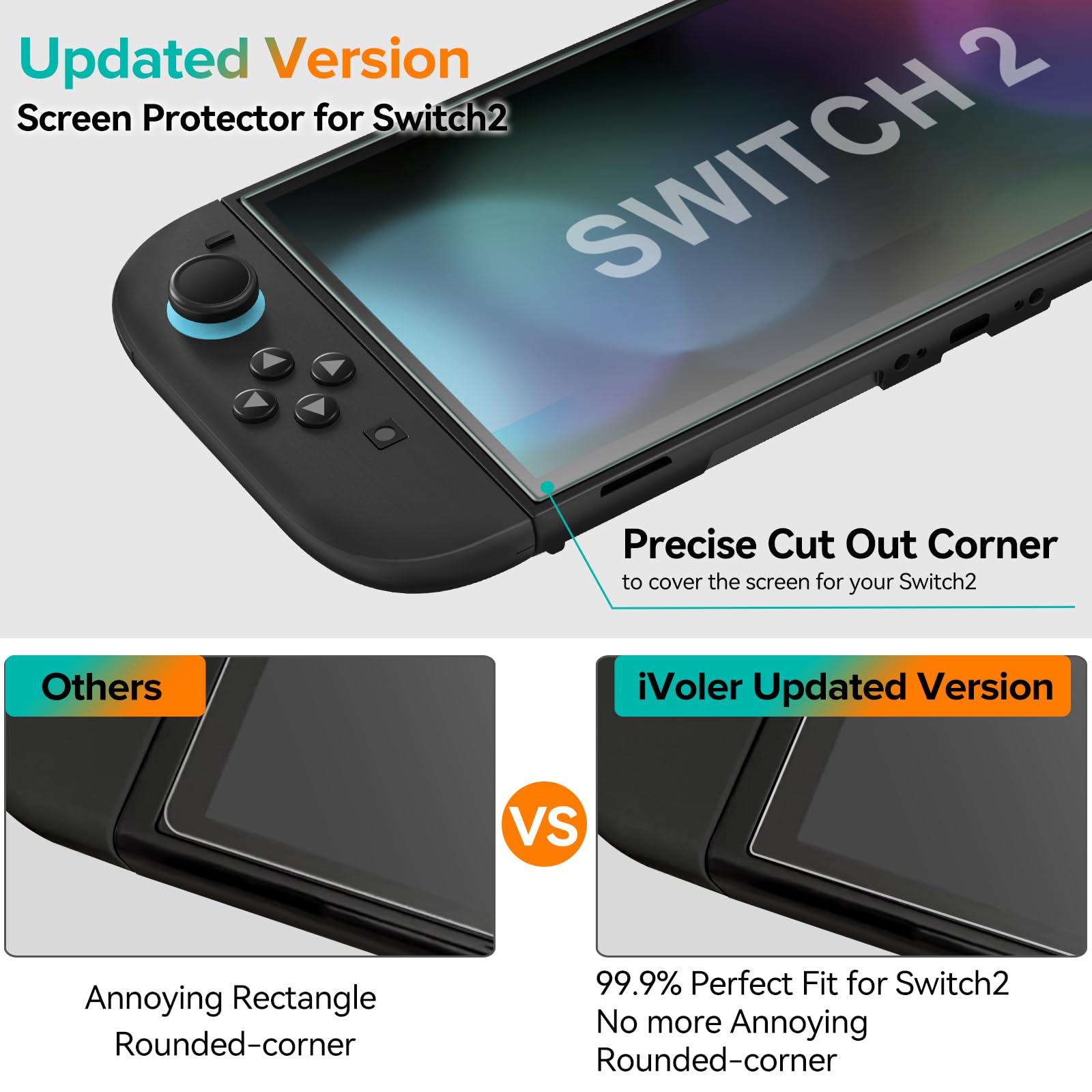 ivoler 4-Pack Screen Protector Tempered Glass for Nintendo Switch 2 Model 2025 with [Alignment Frame] Accessories Transparent HD Clear Anti-Scratch Screen Protector for Nintendo Switch 2, 7.9-Inch