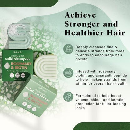 Kitsch Rosemary & Biotin Shampoo and Conditioner Set for Hair Growth - Strengthening, Thickening & Volumizing Shampoo and Conditioner Bar - Paraben, Sulfate & Silicone Free - 2 pack - Available at All In One Marketplace Canada
