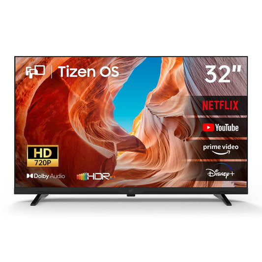 FPD 32 Inch Smart TV 720p HD Powered by Tizen OS Compatible with Samsung TV Plus, Dolby Audio, HDR 10, Gaming Hub, SmartThings, Voice Control, Built-in Miracast, Flat Screen Television (AT32-P1, 2026)