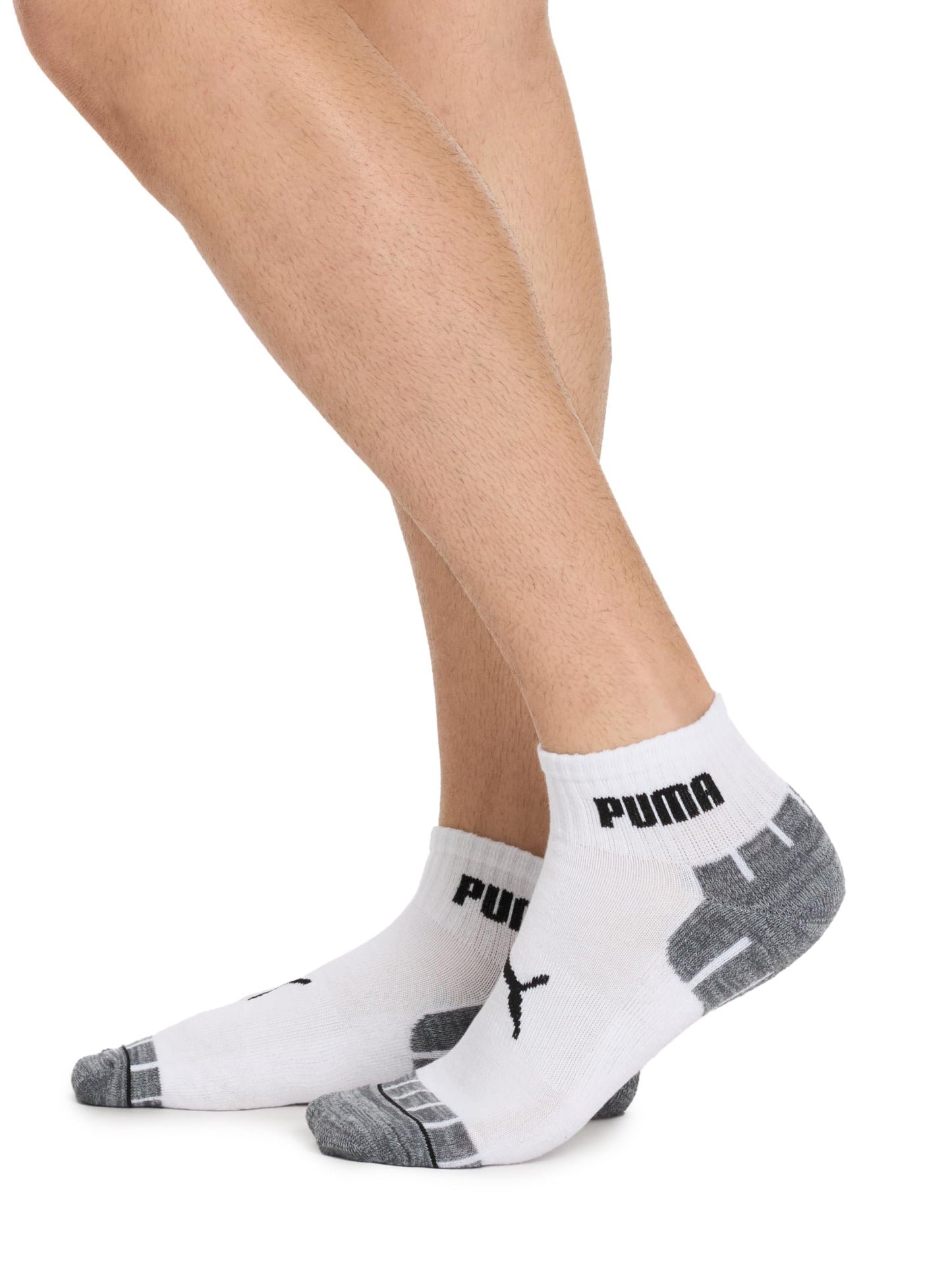 PUMA Men's 8 Pack Athletic Cushioned Quarter Crew Socks, White/Grey, 10-13 PUMA