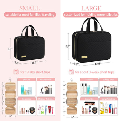 HOTOR Travel Toiletry Bag - Toiletry Bag w/Hanging Hook for Women & Men, Makeup Bag/Big Comparment, Waterproof for Travel Accessories, Travel Essentials, Small, Black - Available at All In One Marketplace Canada