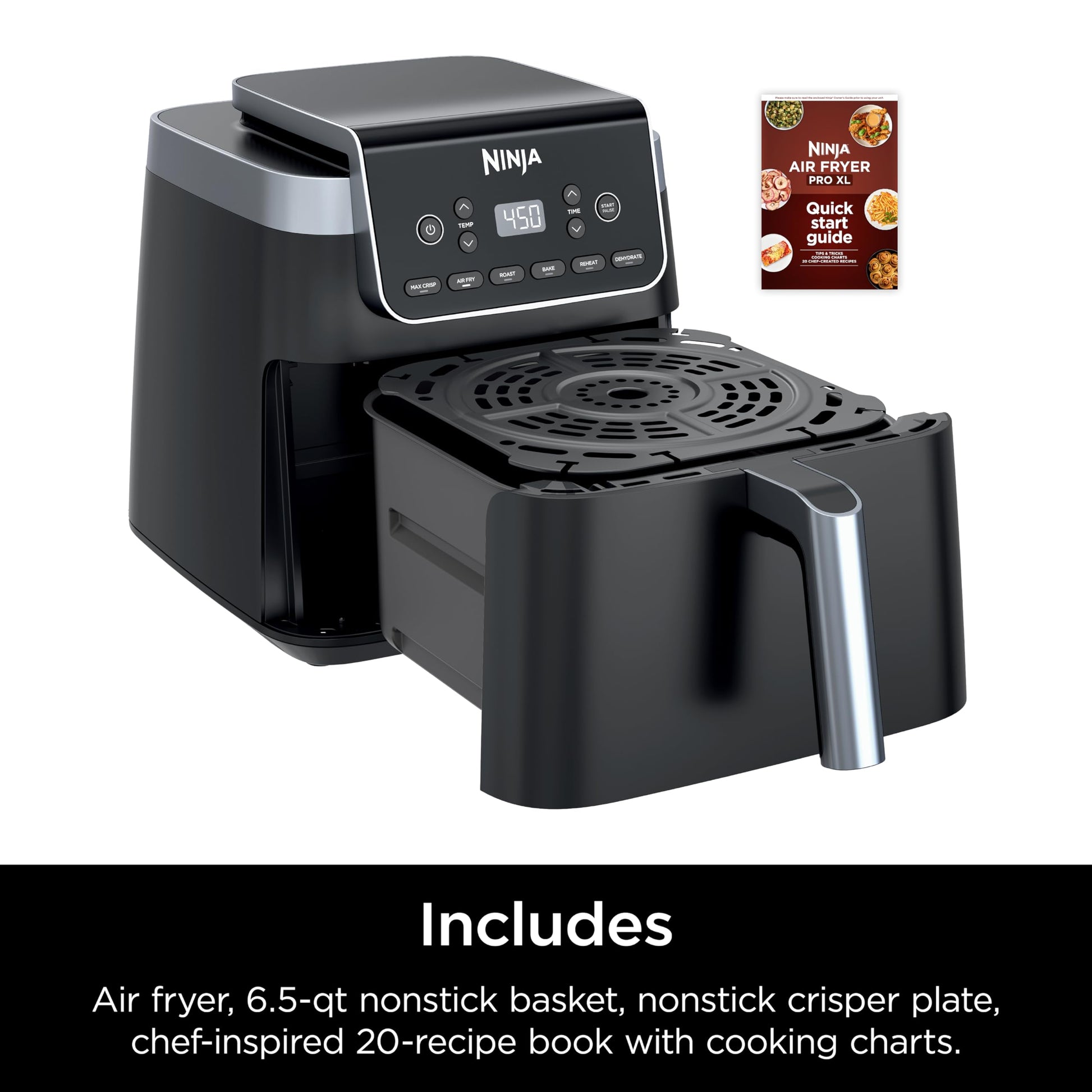Ninja Air Fryer Pro XL 6-in-1 with 6.5 QT Capacity, Max Crisp, Air Fry, Air Roast, Bake, Reheat, Dehydrate, Max Crisp Technology with 450F, Nonstick Basket & Crisper Plate, AF181C (Canadian Version) Ninja