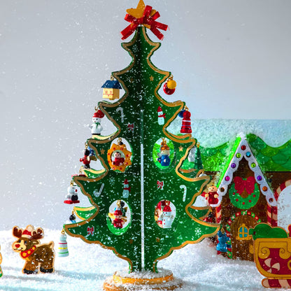JOYIN Christmas 24 Days Countdown Advent Calendar with a Tabletop Wooden Christmas Tree and 28 Ornaments Snowman Santa Decorations for Boys, Girls and Kids Party Favors, Classroom Prizes, Xmas Gift 🍁 All In One Marketplace Canada