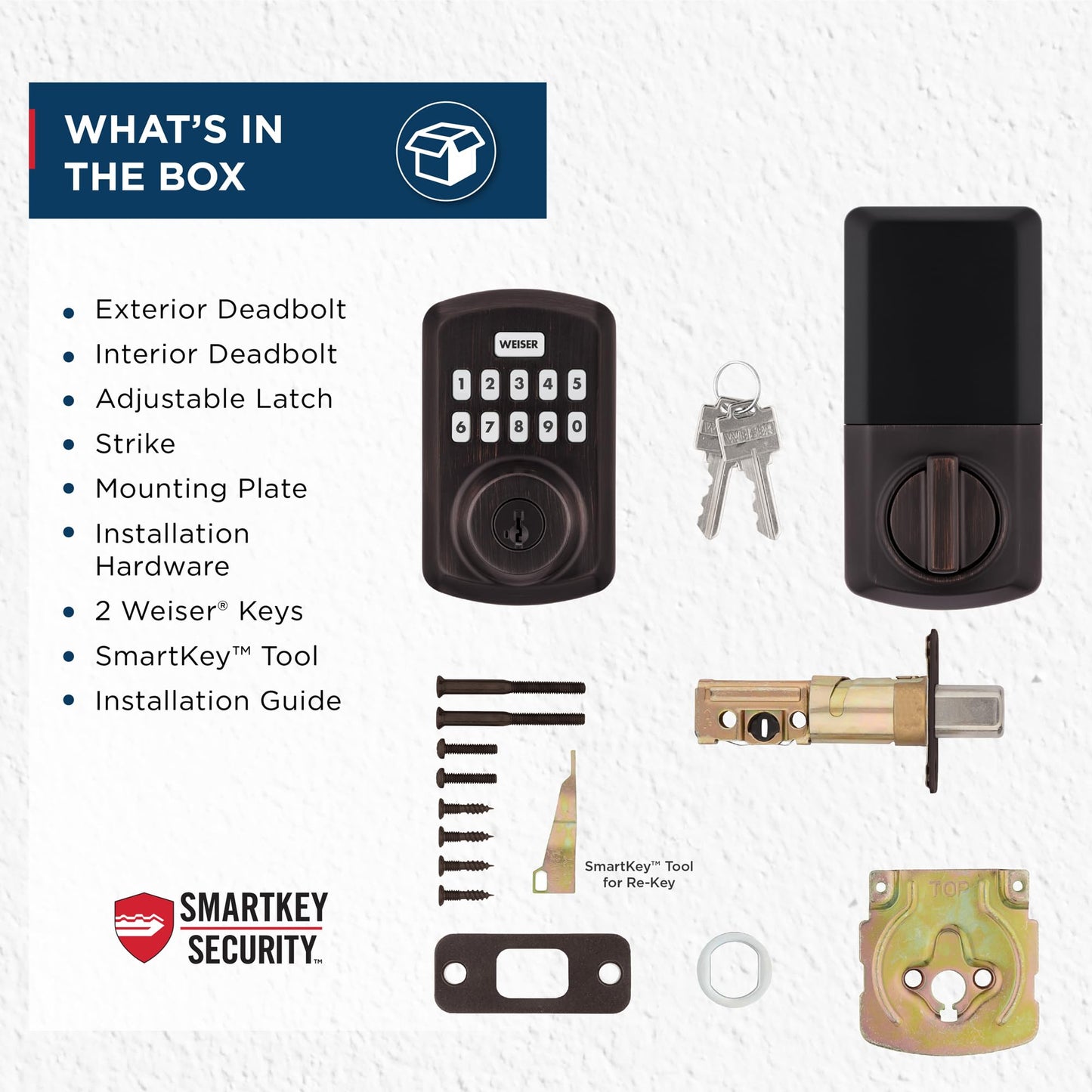 Weiser Powerbolt 3 Venetian Bronze Keyless Entry Door Lock/Deadbolt Lock, 10-Button Keypad Door Lock with Auto Lock and 12-Month Battery Life, Electronic Door Locks for Front Door, Home Décor 🍁 All In One Marketplace Canada