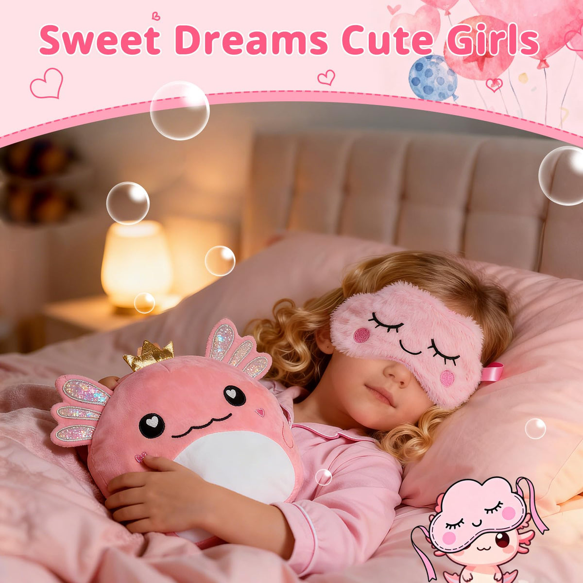Axolotl Gift Set for Girls，Cute Axolotl Themed Gift Box with Fluffy Diary with lock and keys, Stickers, Pen and More Axolotl Accessories, Christmas Birthday Gifts for Girls 🍁 All In One Marketplace Canada