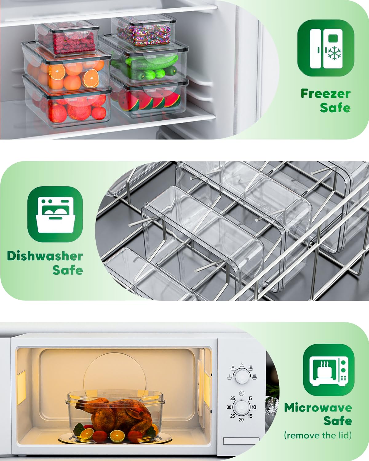 62 Pcs Large Food Storage Containers with Lids Airtight,Total19400ML(31 Containers&31 Lids)- Plastic Food Container for Kitchen Organization - Available at All In One Marketplace Canada