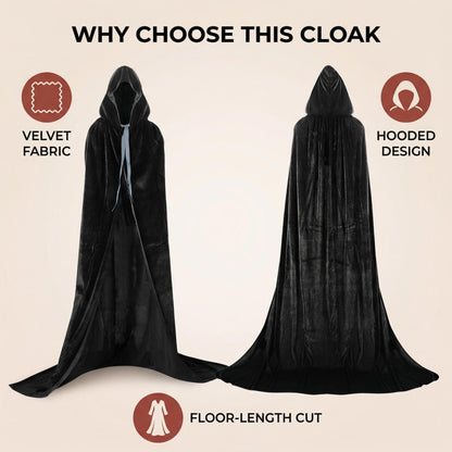 Proumhang Black Hooded Cloak Adult Long Cape Velvet Costume Halloween Carnival Christmas Cosplay 🍁 All In One Marketplace Canada