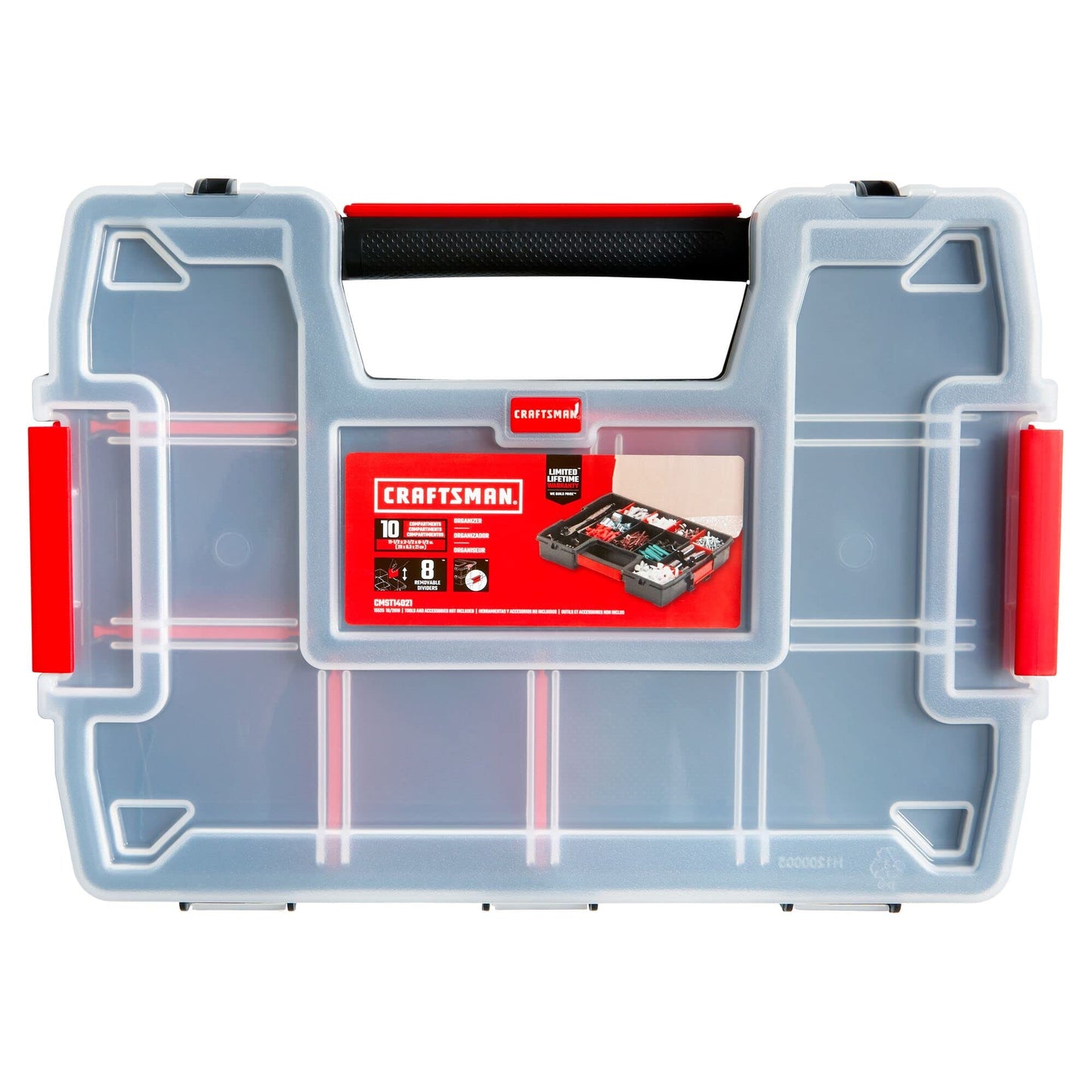 CRAFTSMAN Storage Organizer, Small Parts Organizer, 3-Packs with 10-Compartments, Lid Includes Secure Latch (CMST60964M) CRAFTSMAN