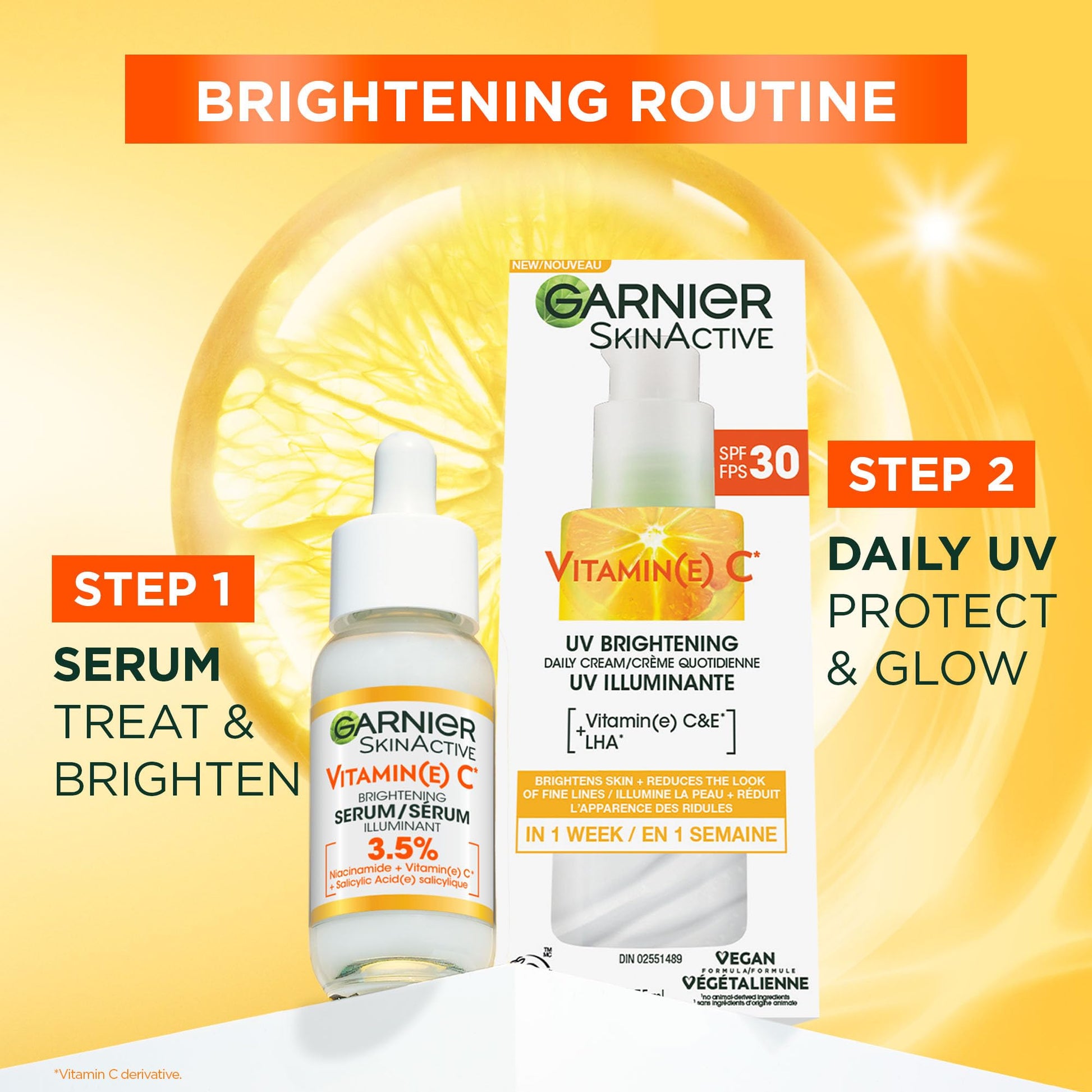 Garnier Face Sunscreen SkinActive Vitamin C UV Brightening Daily Cream SPF 30, Brightening & Protection, Lightweight Moisturizer, UV Defense with Vitamin C, 75ml