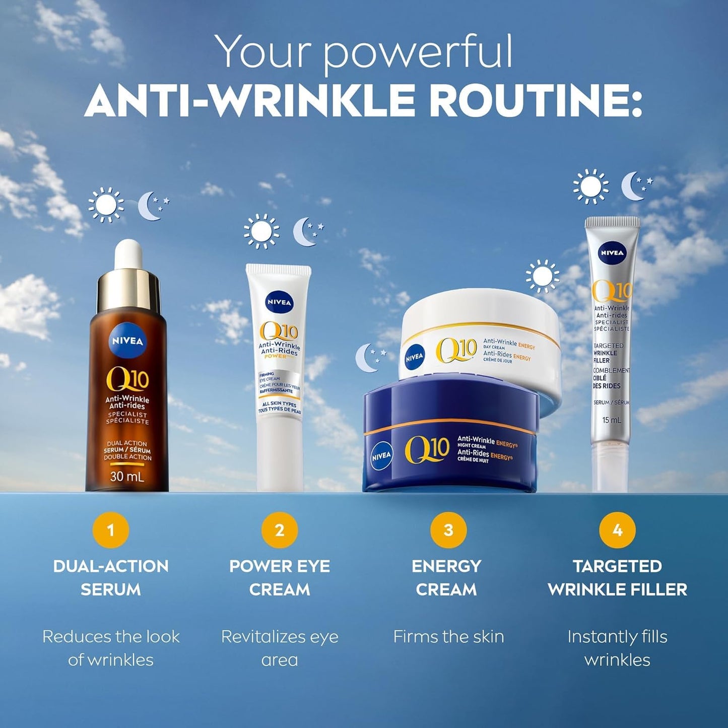 NIVEA Q10 Energy Anti-Wrinkle Night Face Cream, 50ml | Anti wrinkle face moisturizer with Vitamin C and E NIVEA