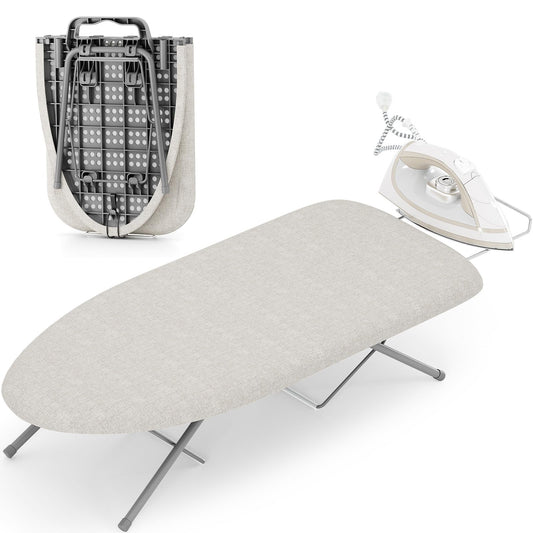 KINGBOARD Tabletop Ironing Board, Small Iron Board with Iron Rest, Folding Iron Board, Extra Thick Cover, Portable Tabletop Ironing Board with Non-Slip Feet, 30x12 Beige - Available at All In One Marketplace Canada