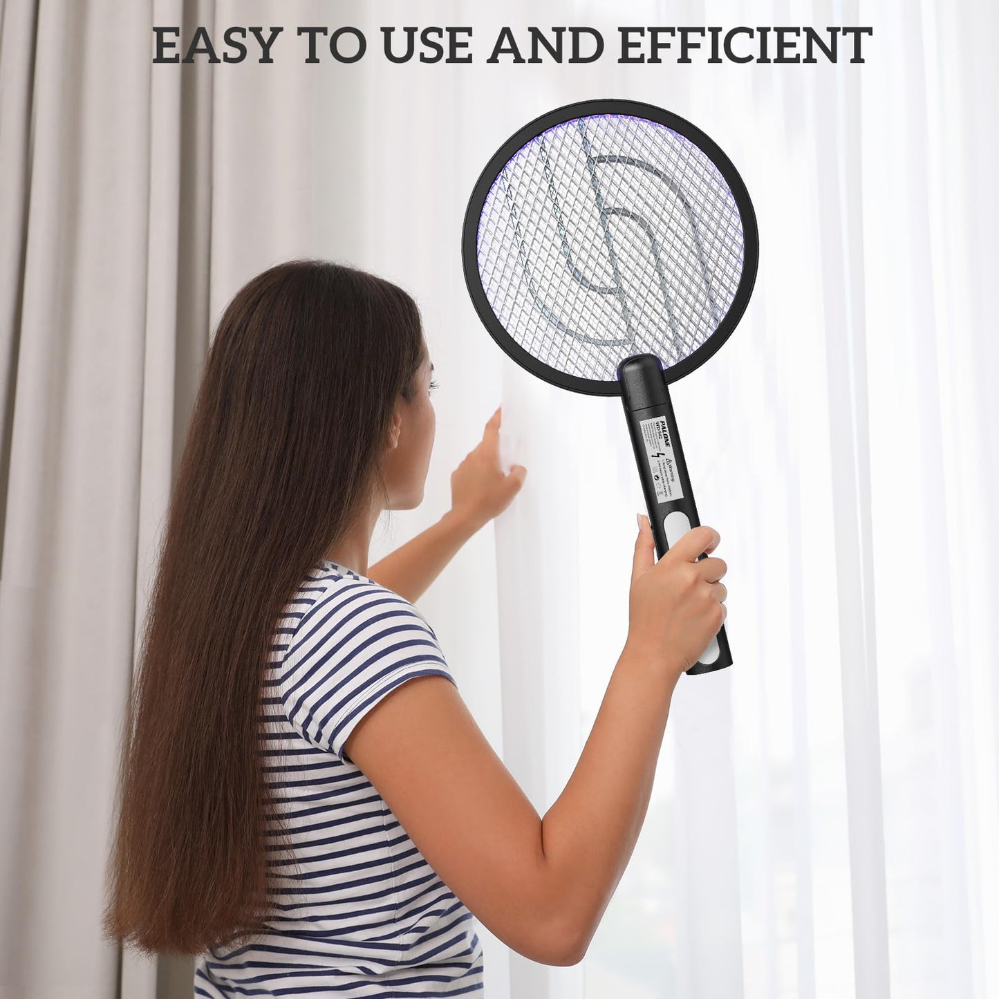PALONE Bug Zapper Racket, Electric Bug Zapper, 4000V Electric Swatter 3 Layers Lamp, Indoor Zapper Without Waving Hands for Kitchen, Home, Garden and Outdoors(Black)