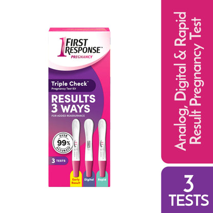 First Response Triple Check - Pregnancy Test Kit - Test 3 Ways- Over 99% Accurate - Analog (2 Count) - Digital (1 Count) - 3 Tests - Available at All In One Marketplace Canada