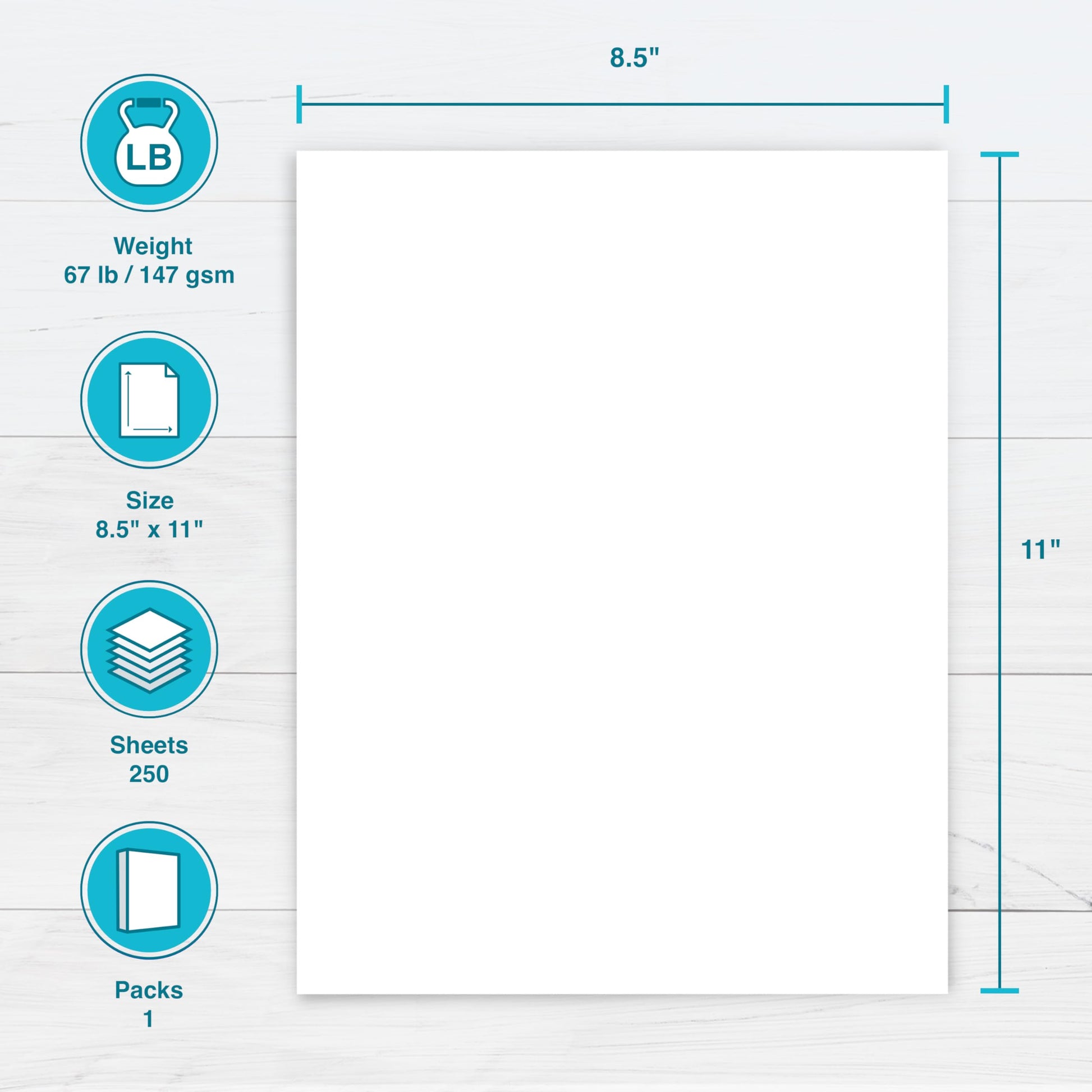Printworks White Cardstock, Standard, 67 lb. Vellum, 92 Bright, 250 sheets, 8.5 x 11, For Office, Home & School Printing, Craft Projects (00564) - Available at All In One Marketplace Canada
